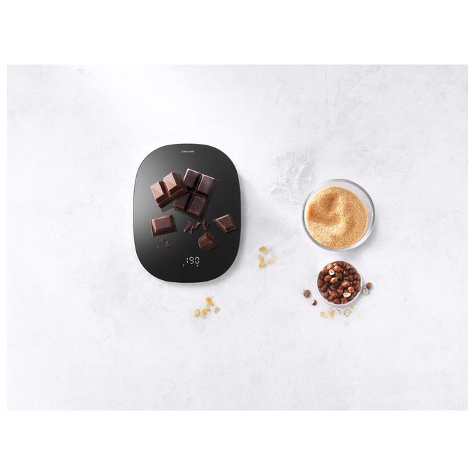 ZWILLING 1008874 ENFINIGY Bilancia da Cucina Digitale con Display LCD e Ricarica USB 10 Kg colore Nero