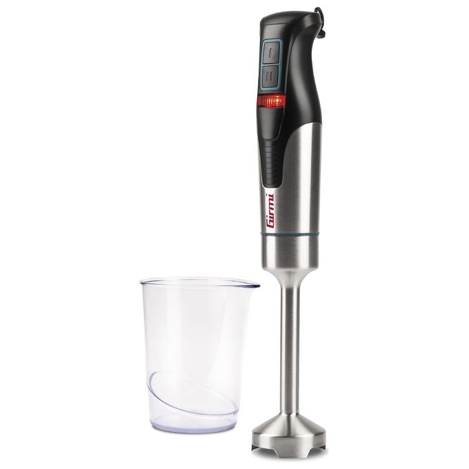 Girmi MX3800 Frullatore ad Immersione 800W Motore DC 2 Velocita' Fusto Inox 19 cm 4 Lame Bicchiere 500 cc colore Nero