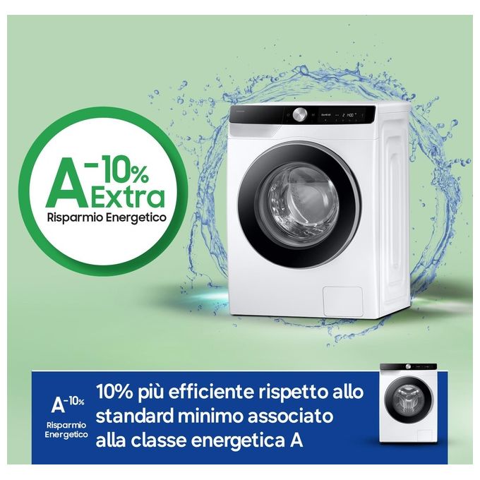 Samsung WW90DG6U85LKU3 AI Ecobubble Lavatrice Frontale 9 Kg 1400 rpm Classe A Wi-Fi Ecodosatore Vapore (85x60x55 cm) colore Bianco