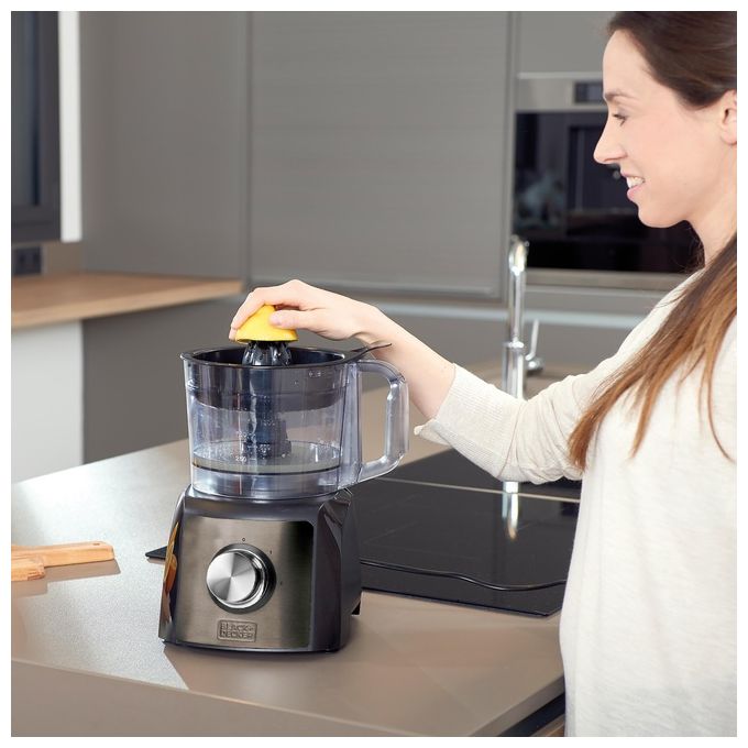 Black and Decker BXFPA1200E Robot da Cucina Multifunzione 1200W Ciotola 1,5 L Acciaio Inox colore Nero