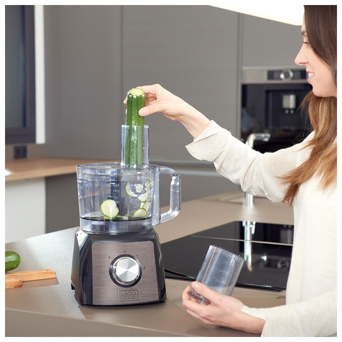 Black and Decker BXFPA1200E Robot da Cucina Multifunzione 1200W Ciotola 1,5 L Acciaio Inox colore Nero