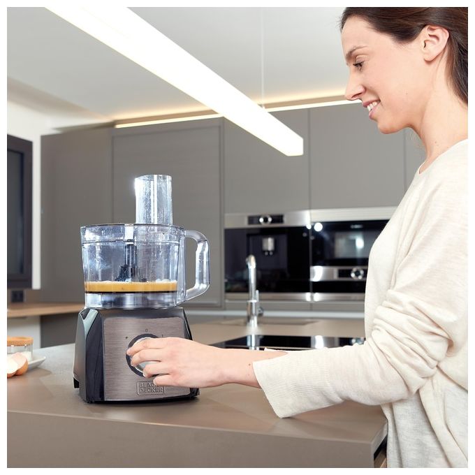 Black and Decker BXFPA1200E Robot da Cucina Multifunzione 1200W Ciotola 1,5 L Acciaio Inox colore Nero