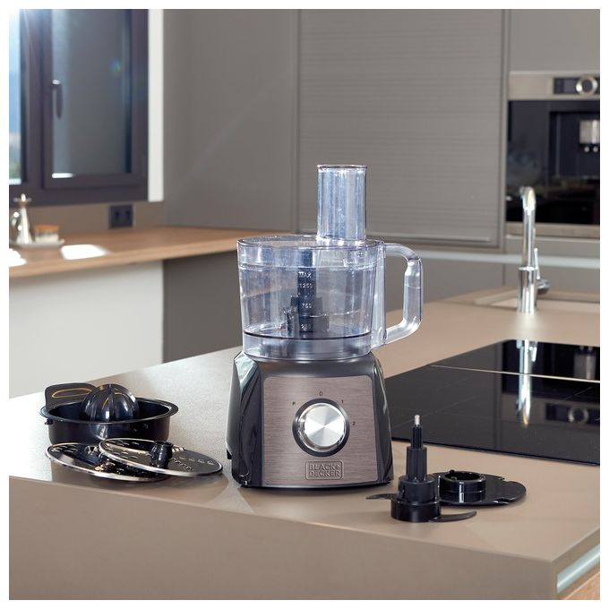 Black and Decker BXFPA1200E Robot da Cucina Multifunzione 1200W Ciotola 1,5 L Acciaio Inox colore Nero