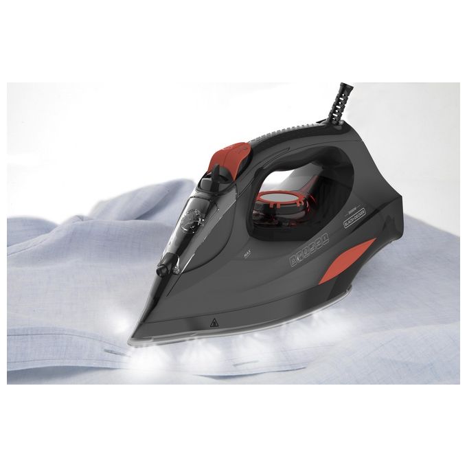 Black and Decker BXIR3000E Ferro a vapore Piastra in Ceramica 3000 W Colpo Vapore 200 g-min Autopulizia Antigoccia Vapore Verticale colore Nero Arancione