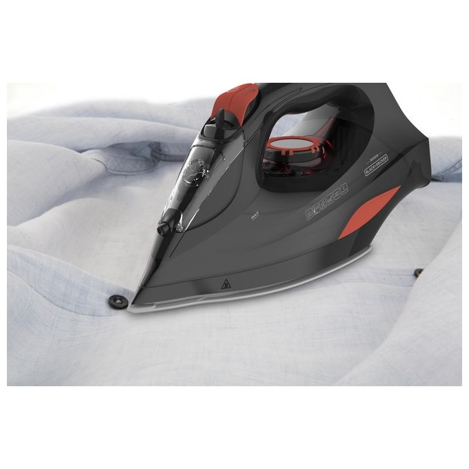 Black and Decker BXIR3000E Ferro a vapore Piastra in Ceramica 3000 W Colpo Vapore 200 g-min Autopulizia Antigoccia Vapore Verticale colore Nero Arancione
