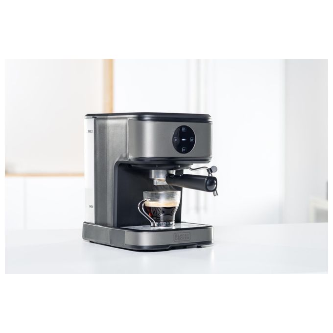 Black+decker BXCO850E Macchina da caffe' Espresso 1.5 L 20 bar 850 W Pannello Touch Scaldatazze colore Acciaio Inox