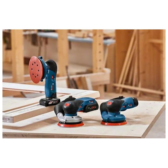 Bosch 0 601 372 100 GEX 12V-125 Professional Levigatrice rotoorbitale a batteria 12 V 10000 giri-min Velcro colore Nero Blu Rosso
