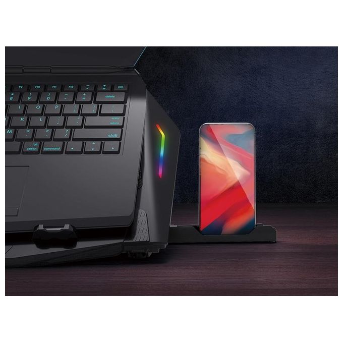 Conceptronic THYIA02B ERGO Supporto di Raffreddamento per Laptop da Gioco con 2 Ventole 17'' RGB 40 Kg di Carico colore Nero