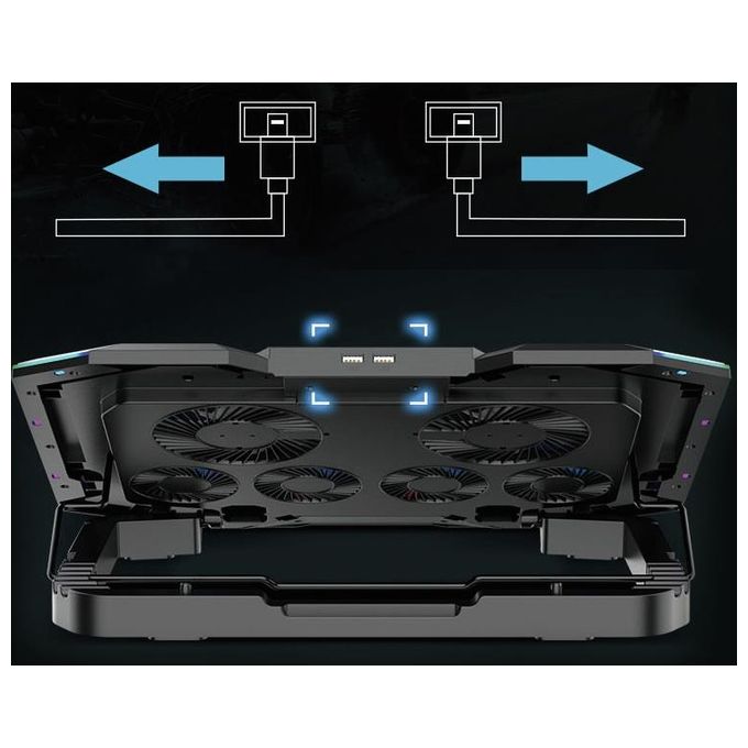 Conceptronic THYIA01B Base di Raffreddamento Notebook Gaming 17'' 6 Ventole RGB 5 Livelli 2 USB colore Grigio