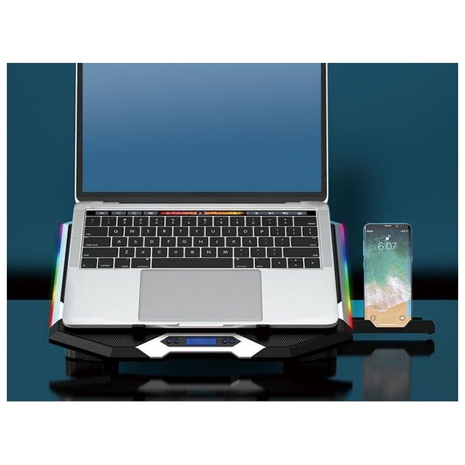 Conceptronic THYIA01B Base di Raffreddamento Notebook Gaming 17'' 6 Ventole RGB 5 Livelli 2 USB colore Grigio