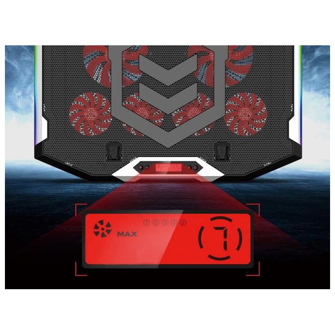 Conceptronic THYIA01B Base di Raffreddamento Notebook Gaming 17'' 6 Ventole RGB 5 Livelli 2 USB colore Grigio