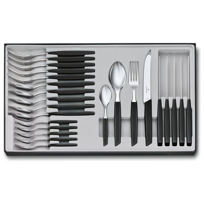 Victorinox Swiss Modern Set di Posate 24 Pezzi Nero