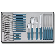 Victorinox 6.9096.11W2.24 Swiss Modern Posate da Tavola 24 Pezzi in Acciaio Inox 18-10 con Manici Blu Antiscivolo colore Blu