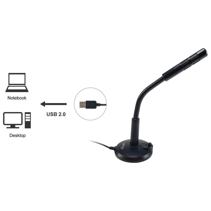 Equip 245340 Microfono USB da Tavolo Plug and Play interruttore mute cavo 1.2 m colore Nero