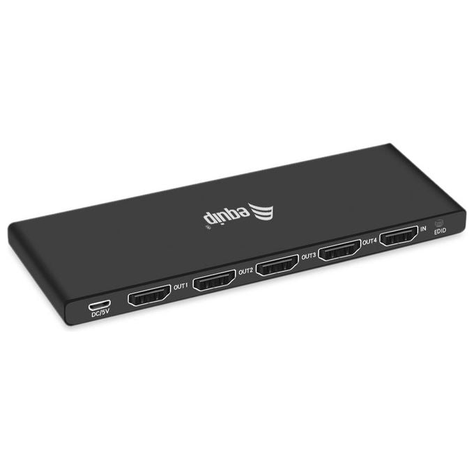 Conceptronic 332717 Splitter HDMI 2.0 a 4 porte con supporto 4K-60Hz HDR10 Dolby Vision alimentazione 5V-1A colore Nero