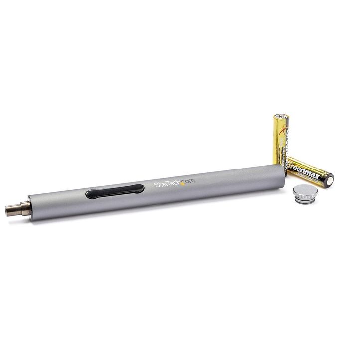 StarTech CTK55PCEDRIVE Set di cacciaviti elettrici di precisione con 55 punte coppia massima 0,35 N.m velocita' 110 RPM alimentazione 2 batterie AAA materiale alluminio colore Argento