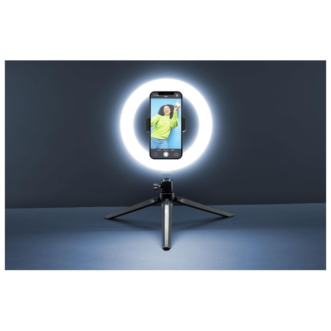 Cellular Line Anello Luminoso a Led con Treppiedi per Selfie