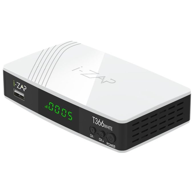 I-ZAP T366WH Decoder Digitale Terrestre DVB-T2 HEVC HD HDMI SCART USB Ethernet colore Bianco