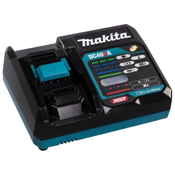 Makita 191E07-8 Caricabatterie rapido per batterie XGT 40 V Max e LXT 14,4 V 18 V con adattatore ADP10 potenza 310 W tempo ricarica 28 min 2,5 Ah colore Nero