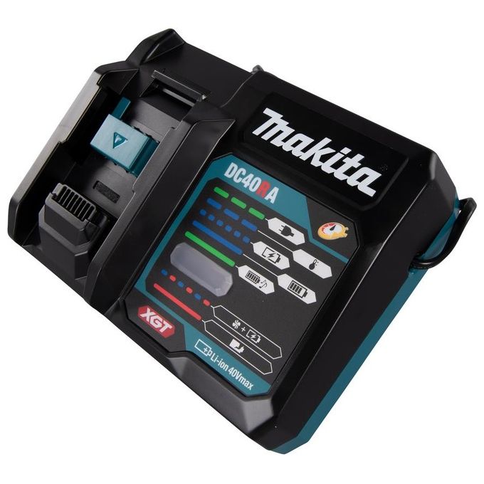 Makita 191E07-8 Caricabatterie rapido per batterie XGT 40 V Max e LXT 14,4 V 18 V con adattatore ADP10 potenza 310 W tempo ricarica 28 min 2,5 Ah colore Nero