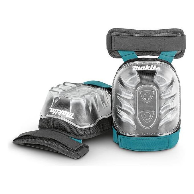 Makita E-05658 Ginocchiere di Sicurezza Rigide Antiscivolo Imbottite con Cinturino Velcro Confezione 2 Pezzi colore Nero Turchese