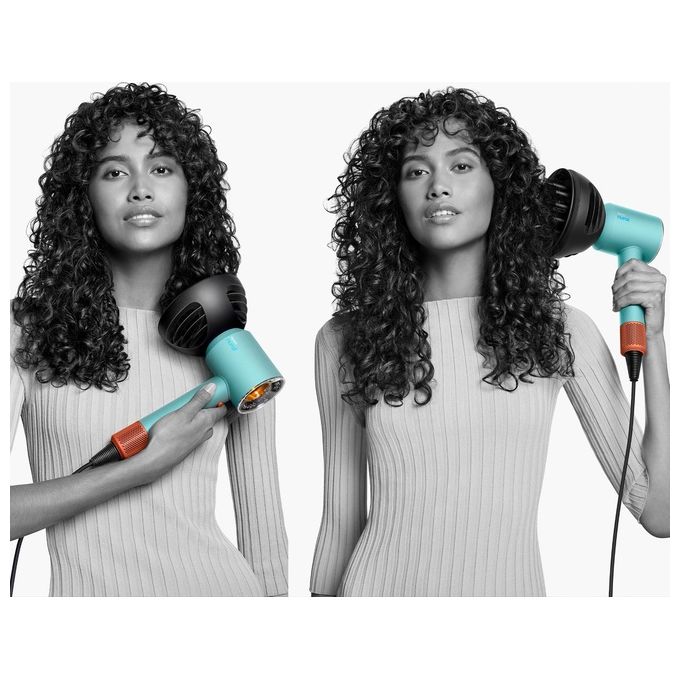 Dyson 515276-01 Supersonic Nural Asciugacapelli 1600W Motore V9 3 Velocita' 4 Temperature con Accessori colore Blu Arancione