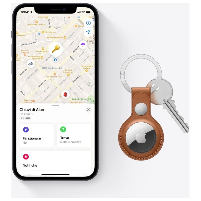 Apple AirTag Cercatore Argento e Bianco IP67 Bluetooth NFC per iOS 14.5+