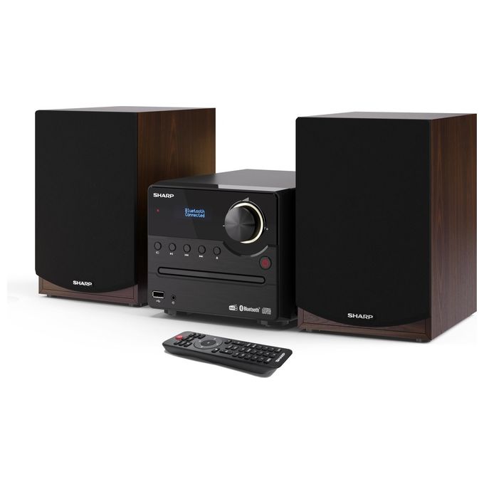 Sharp XL-B517D Microsistema Hi-Fi 45W CD MP3 USB AUX Bluetooth 5.0 DAB+ FM LCD 2 Casse colore Marrone