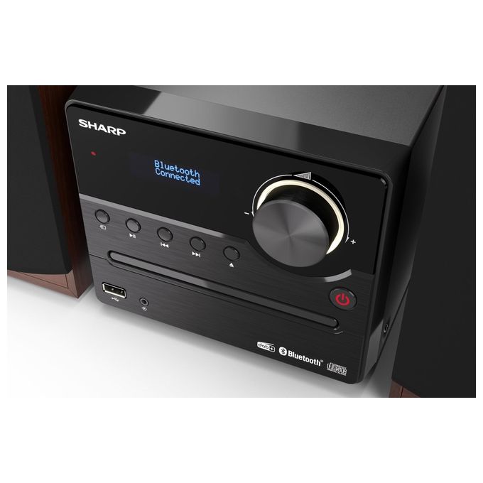 Sharp XL-B517D Microsistema Hi-Fi 45W CD MP3 USB AUX Bluetooth 5.0 DAB+ FM LCD 2 Casse colore Marrone