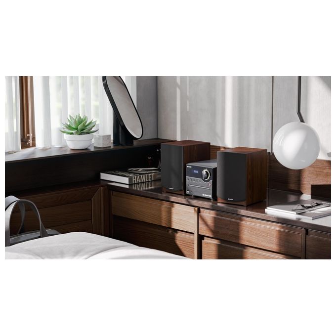 Sharp XL-B517D Microsistema Hi-Fi 45W CD MP3 USB AUX Bluetooth 5.0 DAB+ FM LCD 2 Casse colore Marrone