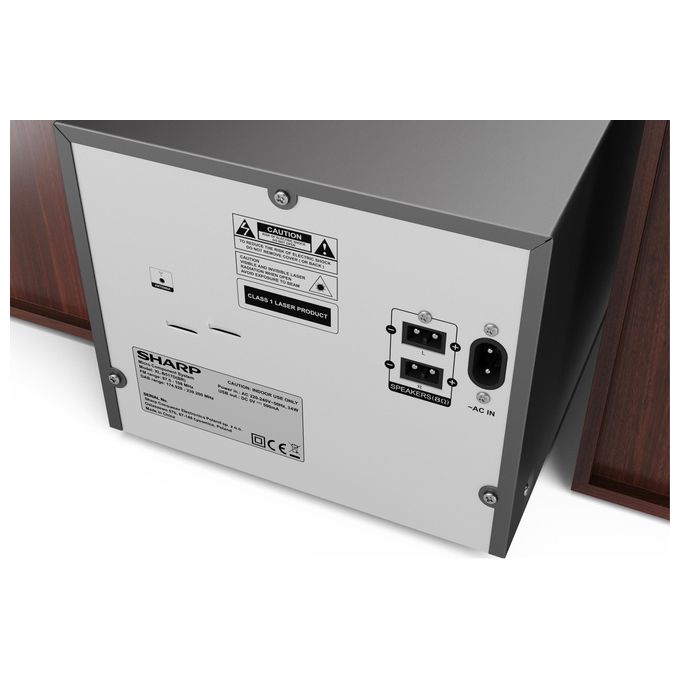 Sharp XL-B517D Microsistema Hi-Fi 45W CD MP3 USB AUX Bluetooth 5.0 DAB+ FM LCD 2 Casse colore Marrone