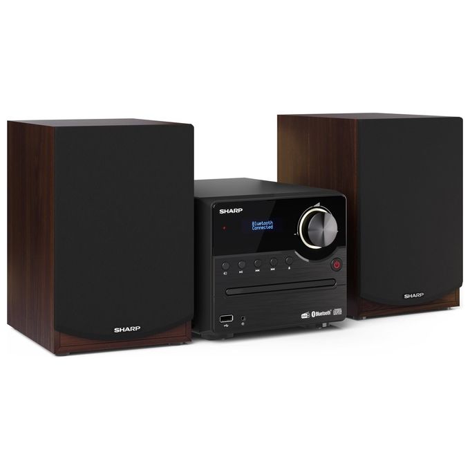 Sharp XL-B517D Microsistema Hi-Fi 45W CD MP3 USB AUX Bluetooth 5.0 DAB+ FM LCD 2 Casse colore Marrone