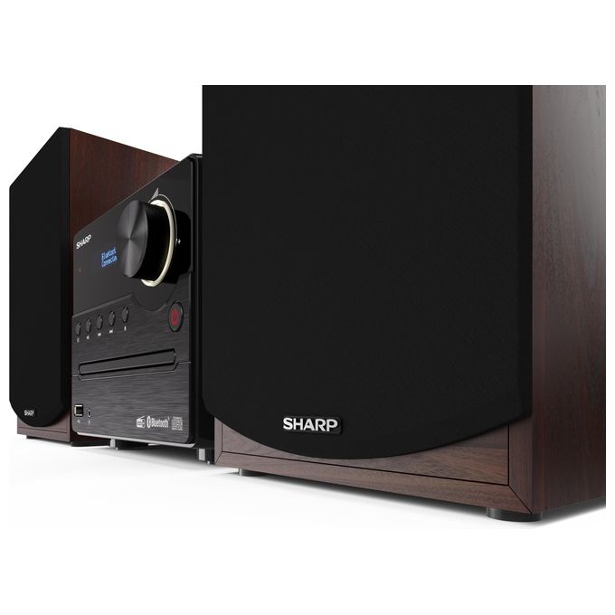 Sharp XL-B517D Microsistema Hi-Fi 45W CD MP3 USB AUX Bluetooth 5.0 DAB+ FM LCD 2 Casse colore Marrone