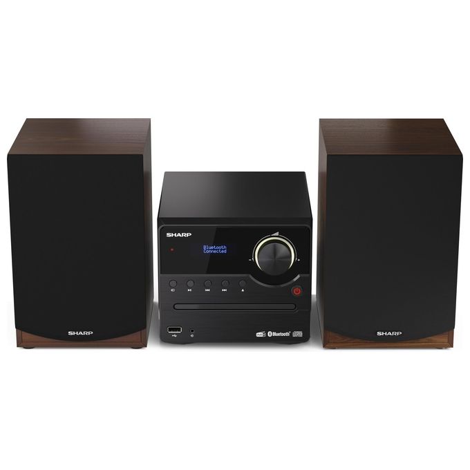Sharp XL-B517D Microsistema Hi-Fi 45W CD MP3 USB AUX Bluetooth 5.0 DAB+ FM LCD 2 Casse colore Marrone