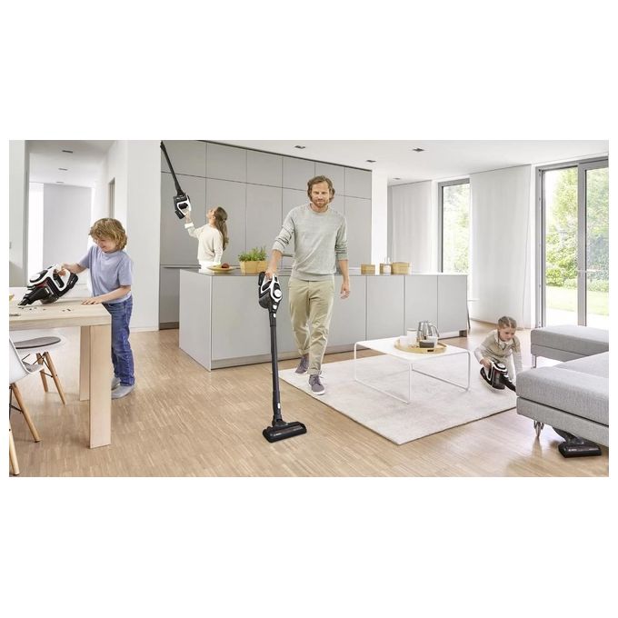 Bosch BSS825ALL Serie 8 Aspirapolvere senza fili con motore TurboSpin batteria 18 V 5 Ah fino a 45 min autonomia colore Nero Bianco