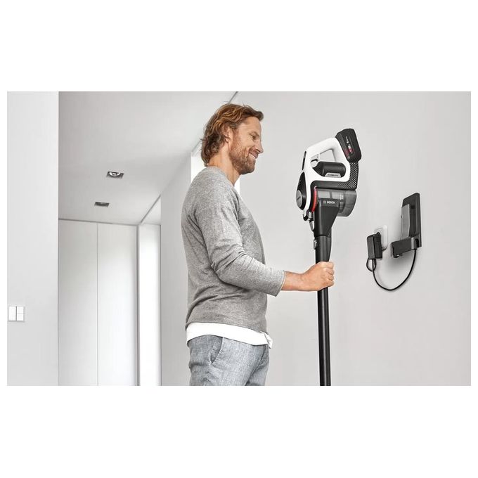 Bosch BSS825ALL Serie 8 Aspirapolvere senza fili con motore TurboSpin batteria 18 V 5 Ah fino a 45 min autonomia colore Nero Bianco