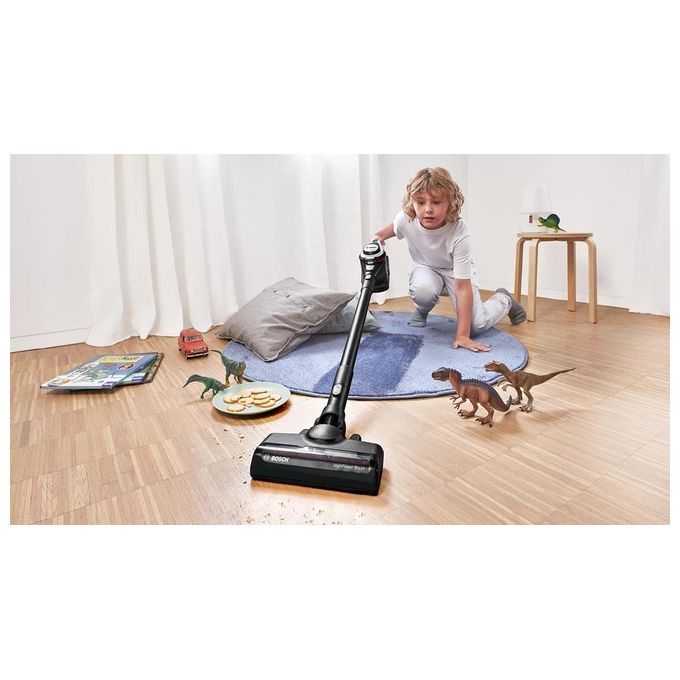 Bosch BSS825ALL Serie 8 Aspirapolvere senza fili con motore TurboSpin batteria 18 V 5 Ah fino a 45 min autonomia colore Nero Bianco