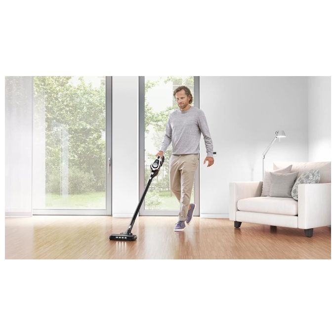 Bosch BSS825ALL Serie 8 Aspirapolvere senza fili con motore TurboSpin batteria 18 V 5 Ah fino a 45 min autonomia colore Nero Bianco