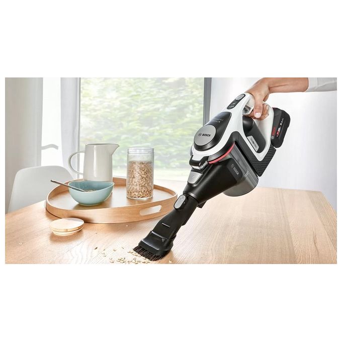 Bosch BSS825ALL Serie 8 Aspirapolvere senza fili con motore TurboSpin batteria 18 V 5 Ah fino a 45 min autonomia colore Nero Bianco