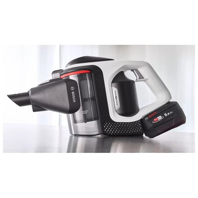 Bosch BSS825ALL Serie 8 Aspirapolvere senza fili con motore TurboSpin batteria 18 V 5 Ah fino a 45 min autonomia colore Nero Bianco