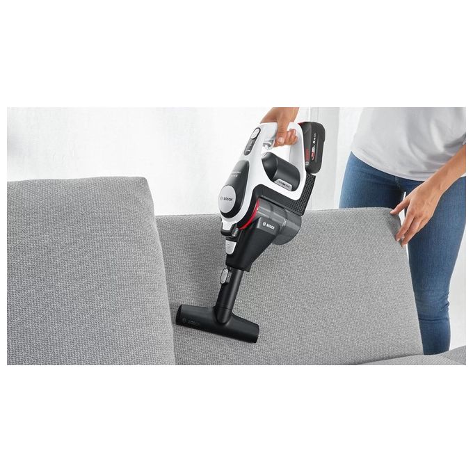 Bosch BSS825ALL Serie 8 Aspirapolvere senza fili con motore TurboSpin batteria 18 V 5 Ah fino a 45 min autonomia colore Nero Bianco