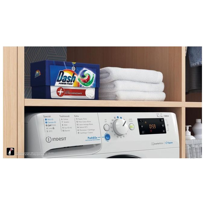 Indesit BDE 96436 WKV IT Lavasciuga Libera Installazione 9 Kg 6 Kg 1400 rpm Condensa Classe D PushandGo colore Bianco