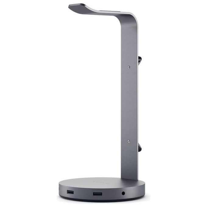 Satechi ST-UCHSHM Stand per Cuffie con Hub USB 3 Porte USB-A 3.0 Jack Audio 3.5 mm Alluminio colore Grigio Spaziale