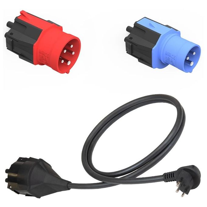 NRGkick 20001054 Adattatore per Presa Set 3 Pezzi Tipo 2 a Tipo E+F 13A Tipo J 8A 32A 22 kW colore Nero Blu Rosso
