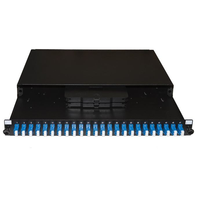 Link Pannello Fibra Ottica 19'' con 24 Adattatori LC Duplex Singlemode Profondita' 250mm Nero