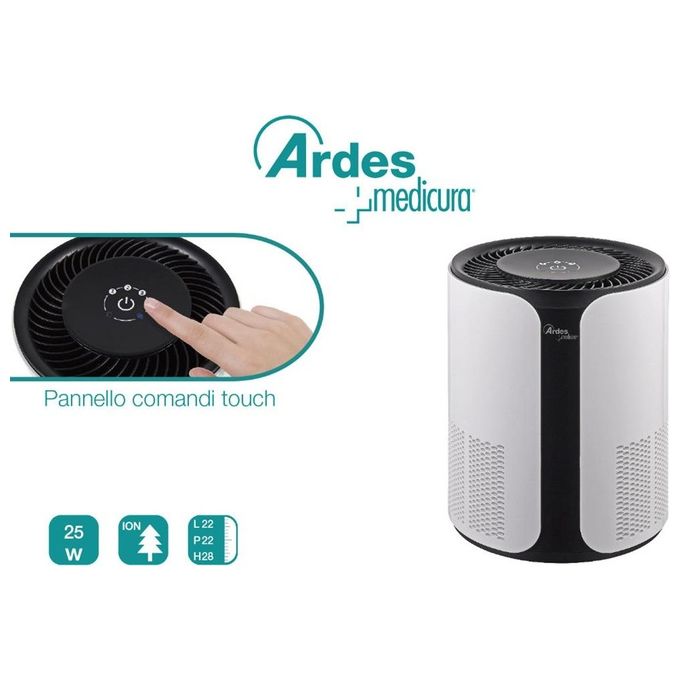 Ardes ARM8P02 NEAT Purificatore d'aria per ambienti fino a 25 m² con filtro HEPA H13 55 dB colore Nero