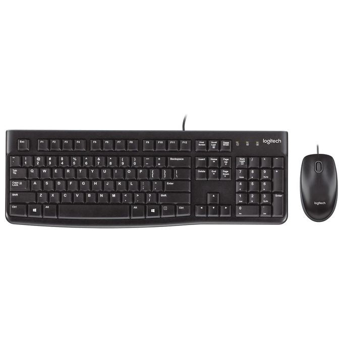 Logitech MK120 Combo Tastiera e Mouse con Filo per Windows Mouse Ottico Cablato Tastiera di Dimensioni Standard USB Plug-and-Play compatibile con PC Laptop Layout Italiano QWERTY Nero