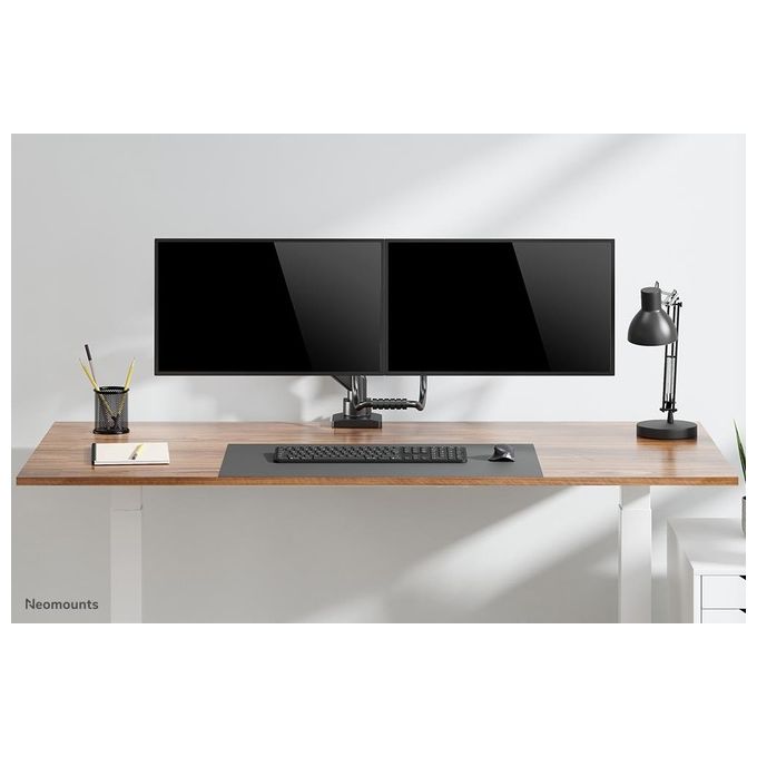 Neomounts DS75-450BL2 Braccio per Monitor 2 Schermi 17-32'' Regolabile Altezza Profondita' Rotazione 360° con Molla a Gas e Blocco 180° colore Nero