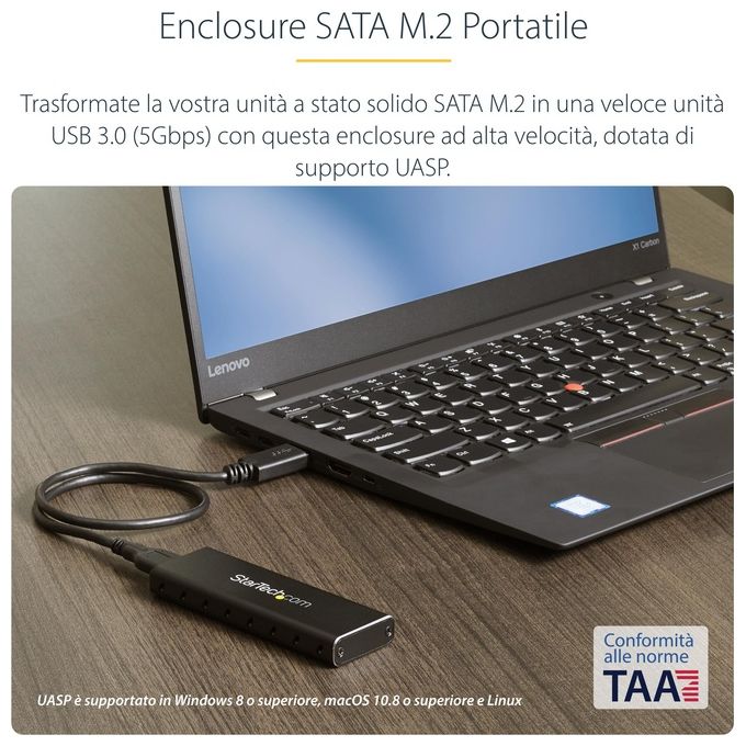 StarTech Box Alloggio USB 3.0 esterno per SSD SATA M.2 Convertitore NGFF di unitÃ  SSD con UASP