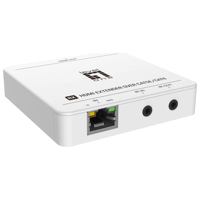 LevelOne HVE-9007 Kit Extender HDMI 4K su Cat5e Cat6 fino a 50 m con Passaggio IR Bidirezionale colore Bianco